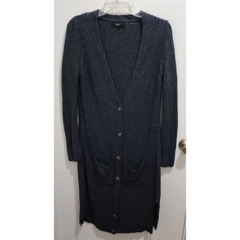 Next Women's L/S Duster Longline Button Cardigan Sweater Wool Blend Size Small